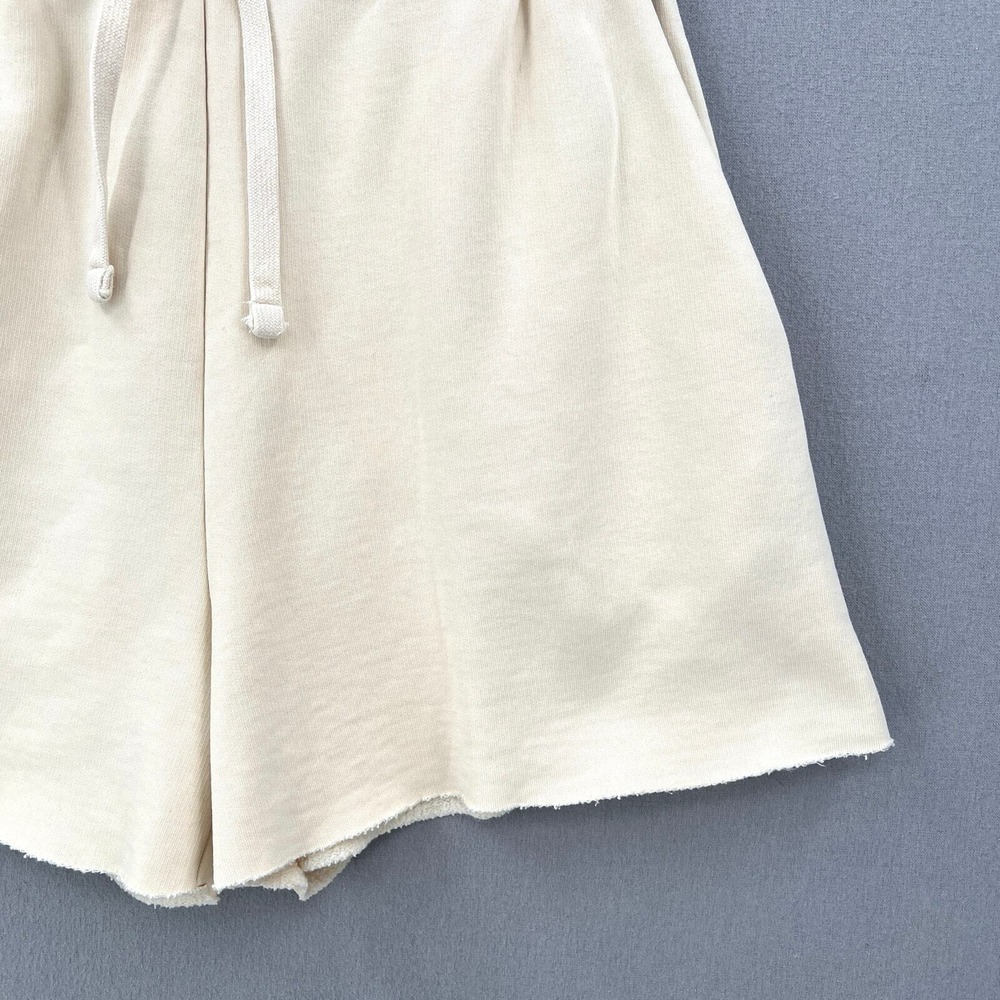 COS Sweat Shorts Women XS Cream Casual Fleece Raw Hem Casual Athleisure Lounge - Picture 5 of 15